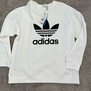 BRAND NEW ADIDAS WHITE BLACK LOGO CREWNECK SWEATSHIRT SIZE X-LARGE